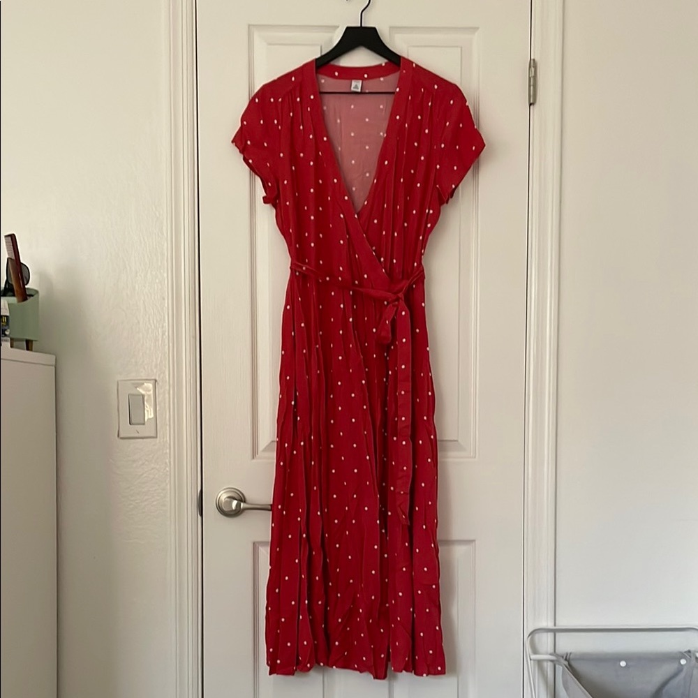 Pink Polka Dot Wrap Dress